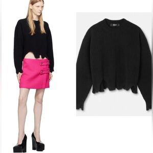 RRP US$2900 Versace women ribbed wool sweater in black IT46 L